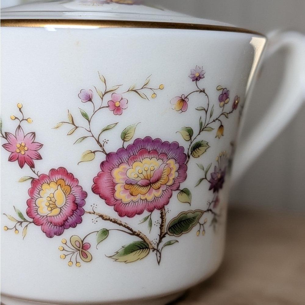 Vintage Noritake Asian Song 7151 Sugar Bowl w/Lid & Creamer Set | Japan Floral - Picture 8 of 12